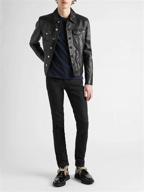 ysl leather jacket price|saint laurent leather trucker jacket.